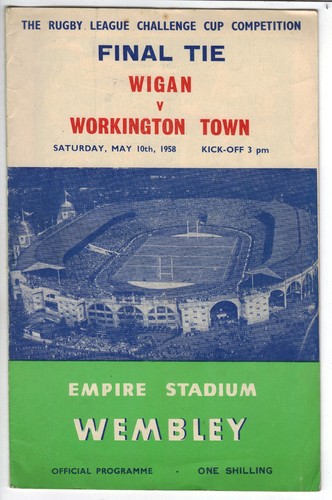 Wigan workington 1958 rugby - ,