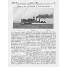 HMS Torpedo Boat Destroyer 'Amazon' Vintage Engineering Print 1927