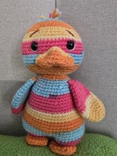 Hand crochet rainbow ducky - rainbow,