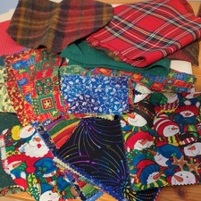 Big bundle Of pre cut vintage cotton fabric for Christmas Crafts, Decorations.