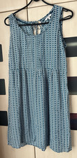 Fat Face Short Blue Print Sleeveless  Dress Size 12. New