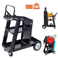 Welding Cart 3 Tier Trolley Chains Plasma Cutter Mig Arc Tig Welder 80kg Storage