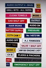 Bespoke Engraved Labels & small signs for boat, workroom, control panels etc