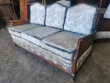 Vintage 20thC bergere suite 3 seat sofa cabriole legs
