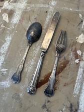 1902 Solid Silver Cutlery Set JW&FCW London Antique WLSM Monogram 125grams