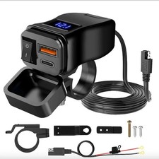 Dual Waterproof USB Port Motorbike Motorcycle Charger Socket Black Power-Adapter