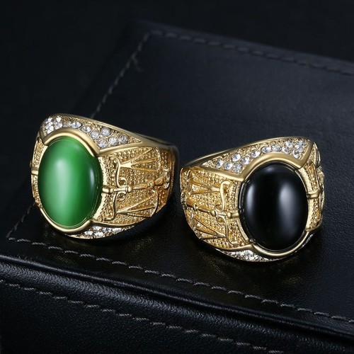 Hiphop ring green stone - ring,