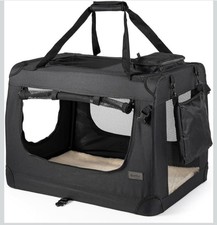 lionto Dog transport box foldable for travel & car, 82x58x58 cm, sturdy transpor