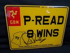 Isle Of Man Tt Phil Read 8x Winner Hand Signed Iom Tt GBM Number Plate Exclusive