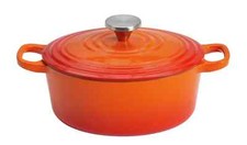 Habitat Cast Iron Casserole Dish Oval 4.7L-Orange Oven Safe With Lid&Knob DENTED