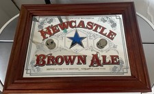 Vintage Newcastle Brown Ale Pub  Mirror In Wooden Frame Original 
