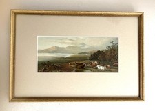 Two small un-signed watercolour landscapes of cows and sheep 32cm x 22cm