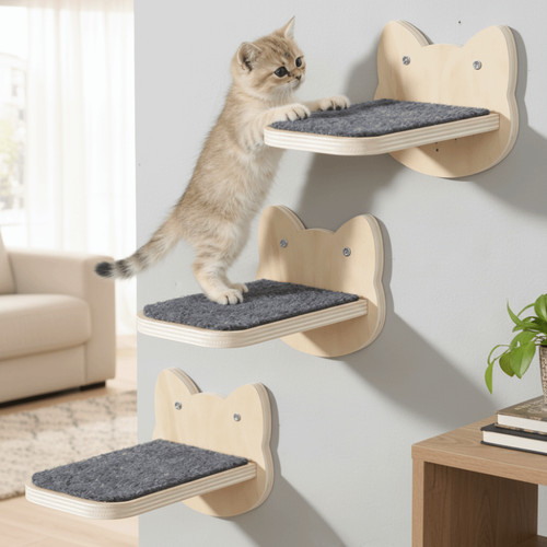 Cat wall shelves wooden - cat,