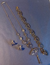 Vintage Japanese Damascene Jewellery Set