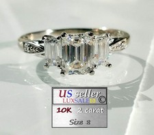 Emerald cut ring, Size 8 ,10k