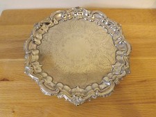 Antique Silver Plate Salver 27.8cm Diameter .