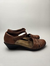 Clarks Womens Brown Leather Cushion Soft Closed Toe Low Heel Sandals UK Size 5 D