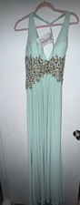 Tony Bowls Evening Gown Women's Size 6 Beaded Aqua Blue Prom Formal TBE11303