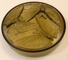 Verlys Art Deco Lidded Glass Box with Butterflies c1935
