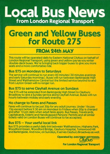Route 275 london bus timetable - route,