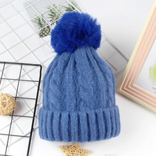 HAT PLAIN KNITTED MENS WOMENS CABLE WARM WINTER POM WOOLY CAP NEW BOBBLE BEANIE
