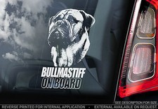 Bullmastiff - Car Window Sticker - English Bull Mastiff Dog on Board Sign - TYP1