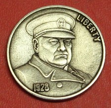HOBO Buffalo Nickel Winston Churchill Made from a Real US Buffalo Nickel