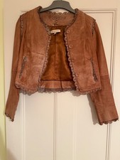 Topshop Leather Jacket Brown Tan Kate Moss UK 10