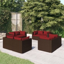 Garden Lounge Set Brown PE