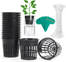 20 Pack 4 Inch Net Cup Pots with 20 Feet Hydroponic Self Watering