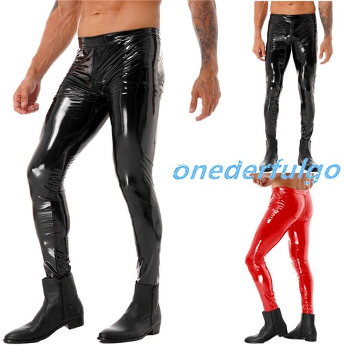 Men shiny pants pvc leather - shiny,