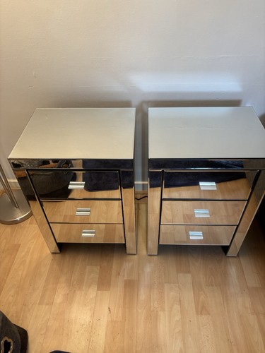 Pair mirrored bedside - pair, of