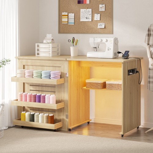 Folding sewing table with led - table,