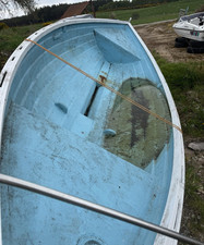 Blue white fiberglass dinghy - blue,