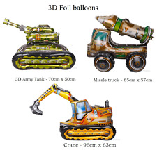 Large Huge 3D foil balloon Tank Missile excavator truck and 7 pcs 3d vehicle set