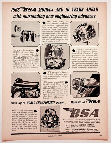 1966 bsa motorcycles magazine - bsa,