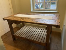 ? Unique Rustic Kitchen Island – Solid Wood & Marble Inlay ?