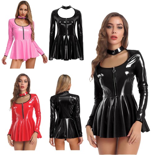 Women leather pleated dress - uk,