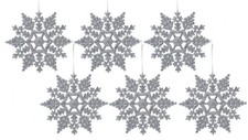 6Pk Snowflake Bauble Glitter