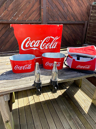 Coca cola cooler set metal - coca-cola,