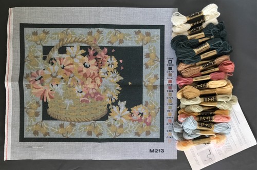 Vintage tapestry kit basket - vintage,