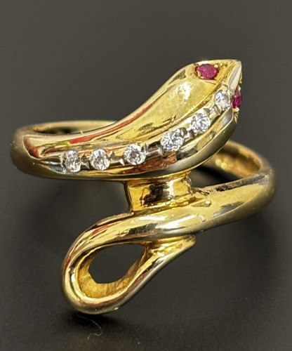 14ct 585 cubic zirconia snake - zirconia,