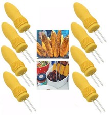 🔥8 Interlocking Corn Holders Stainless Steel Cob Forks Twin Prong Sweetcorn UK 