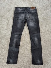 CROSSHATCH BLACK LABEL MEN'S WASHED BLACK DENIM JEANS W 34 L 31 ZIP FLY