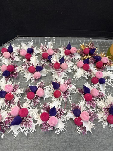 Vtg set flocked fruit - flocked,