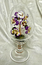 Lovely Franklin Mint House of Faberge Crystal Egg with Pansy Flowers