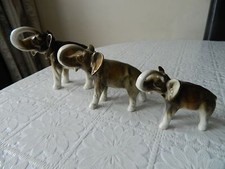 Vintage set of three Royal Dux Bohemia porcelain Elephant figurines 