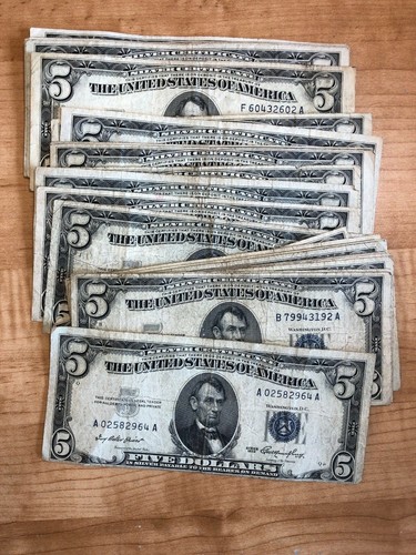 1953 five dollar blue - dollar, seal
