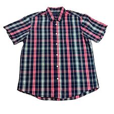 Lincoln Mens Shirt Size Medium Blue & Pink Check Casual Short Sleeve Button Up