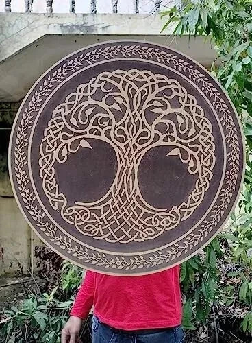 Viking shield with carved old - shield,